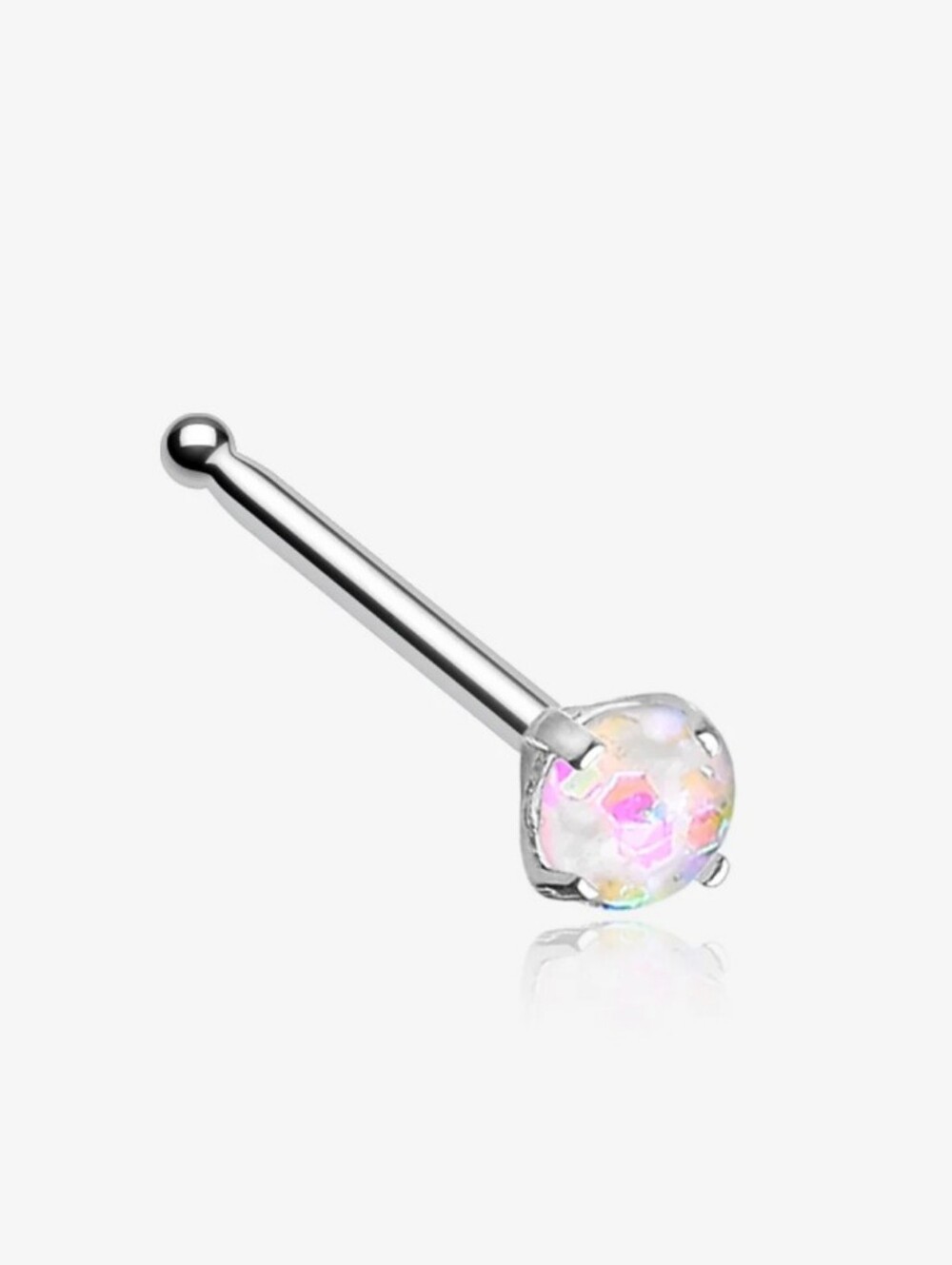 Opal Sparkle Prong Set Nose Stud Ring